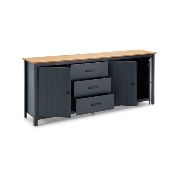 Tamno plava niska komoda od masivnog bora 190x80 cm Miranda – Marckeric-image-4