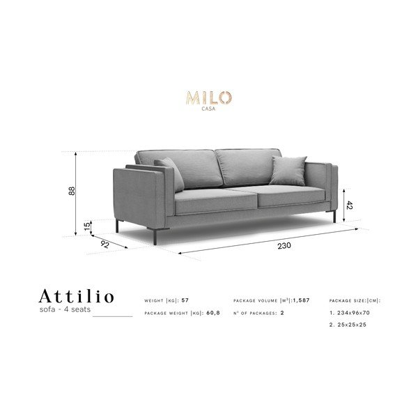 Žuti kauč Milo Casa Attilio, 230 cm-image-4