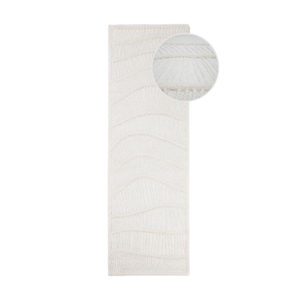 Bijela ručno rađena staza od mješavine vune 80x230 cm Sculptured Wave – Flair Rugs