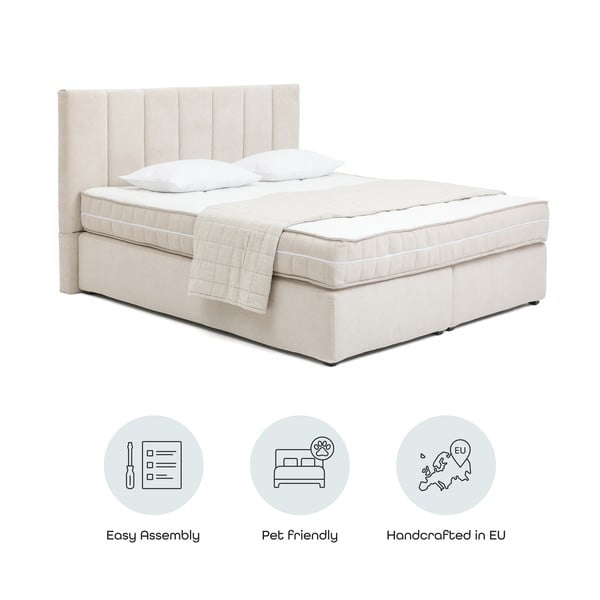 Bež boxspring krevet 180x200 cm Olia Bold Line – Bonami Selection-image-4