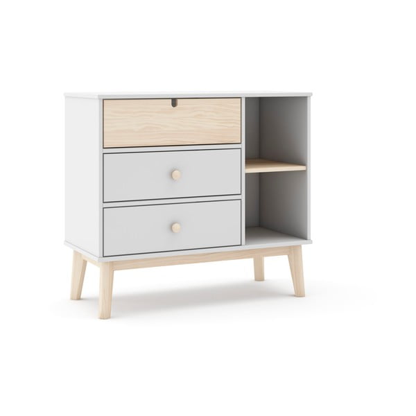 Bijela niska dječja komoda 90x40 cm Estefania – Marckeric-image-3