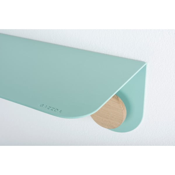 Zelena zidna polica od čelika s detaljima od hrastovog drva s 2 kukice Gazzda Hook, duljina 60 cm-image-3