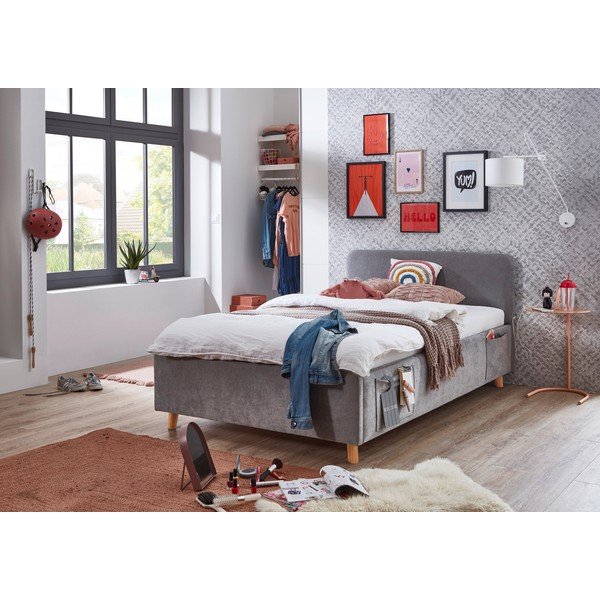 Sivi dječji krevet s prostorom za odlaganje s podnicom 120x200 cm Cosy – Meise Möbel-image-1