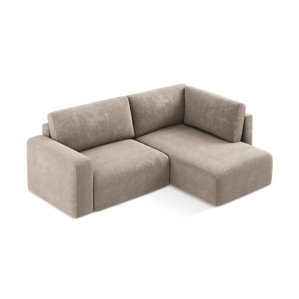 Bež sklopiva/s prostorom za odlaganje kutna garnitura od šenila (s desnim kutom/u obliku slova L) Kona – Makamii-image-3