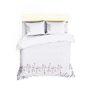 Bijela posteljina od pamučnog satena s plahtom Perla White, 200 x 220 cm