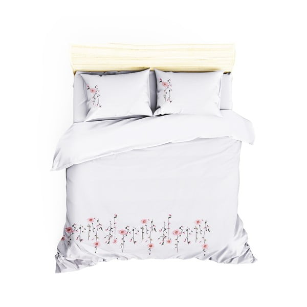 Bijela posteljina od pamučnog satena s plahtom Perla White, 200 x 220 cm