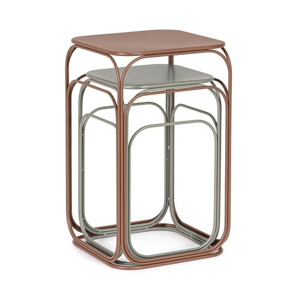 Sivi/boje terakote metalni stolići za kavu u setu 2 kom 36x36 cm Clarity – Bizzotto-image-1