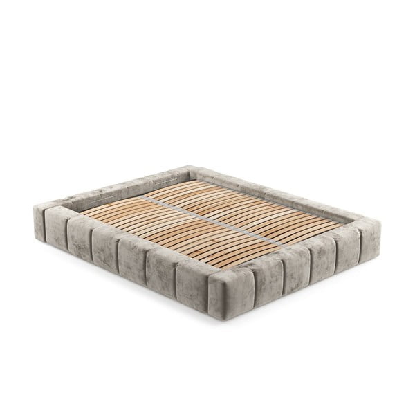 Bež tapecirani bračni krevet s prostorom za pohranu s podnicom 200x200 cm Aruba L – Maison de Rêve-image-3