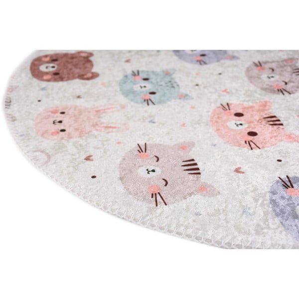 Periv dječji tepih boje slonovače ø100 cm Cute Animals – Vitaus-image-2