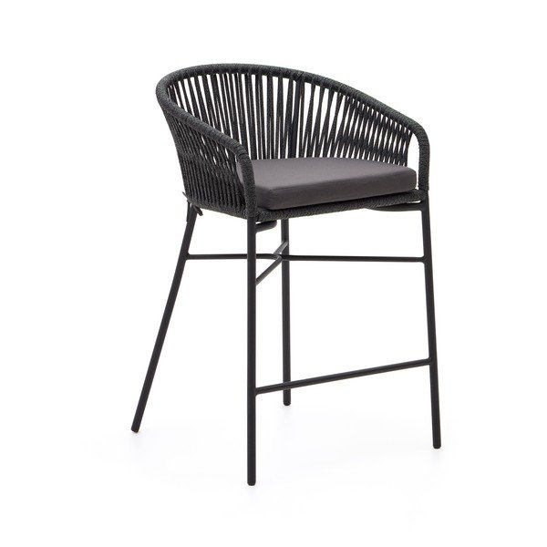 Crna metalna/podstavljena vrtna barska stolica Yanet – Kave Home