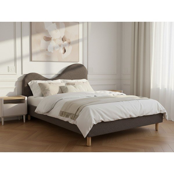 Smeđi podstavljeni tapecirani bračni krevet s podnicom 180x200 cm Celina – Bobochic Paris-image-1
