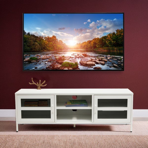Bijela željezna TV komoda 150x50x45 cm Acier – Premier Housewares-image-4