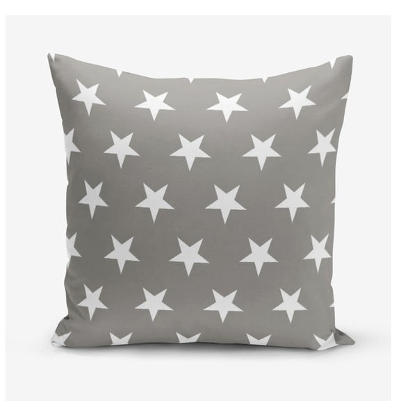 Siva jastučnica s primjesom pamuka s motivom zvijezda Minimalist Cushion Covers 45 x 45 cm