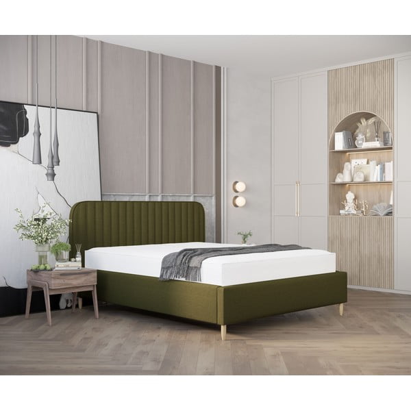 Zeleni tapecirani krevet s prostorom za odlaganje s podnicom 120x200 cm Noto – Maison de Rêve-image-1
