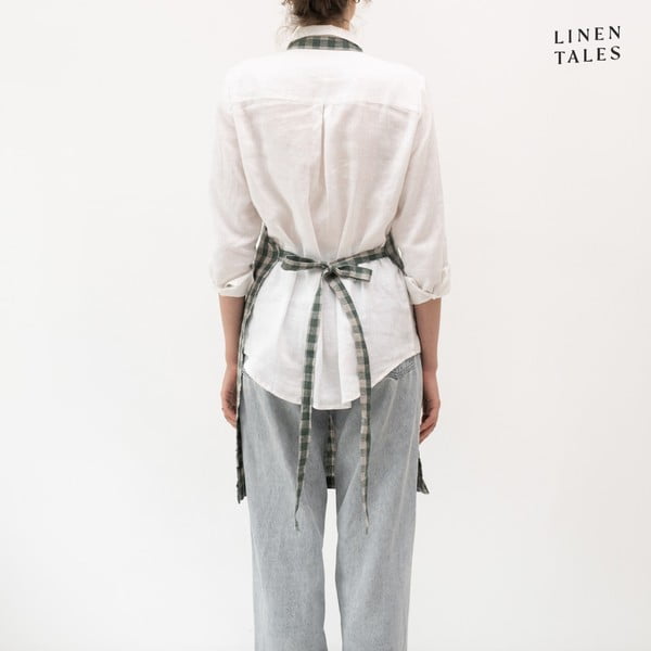 Lanena pregača Forest Green Gingham – Linen Tales-image-1
