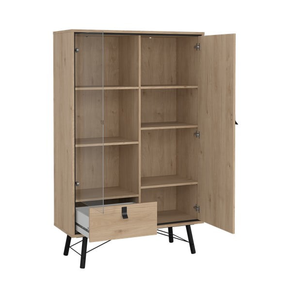 Vitrina u dekoru hrasta u prirodnoj boji 102x162x40 cm Ry – Tvilum-image-3