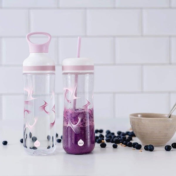 Ljubičasto-bijela boca za vodu s poklopcem i slamkom Equa Flow Wave 2u1, 800 ml-image-1