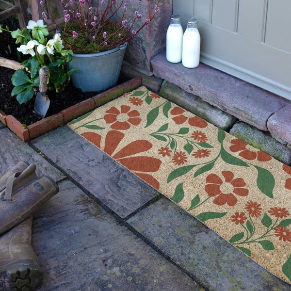 Otirač od kokosovih vlakana 40x120 cm Red & Green Floral – Artsy Doormats-image-2