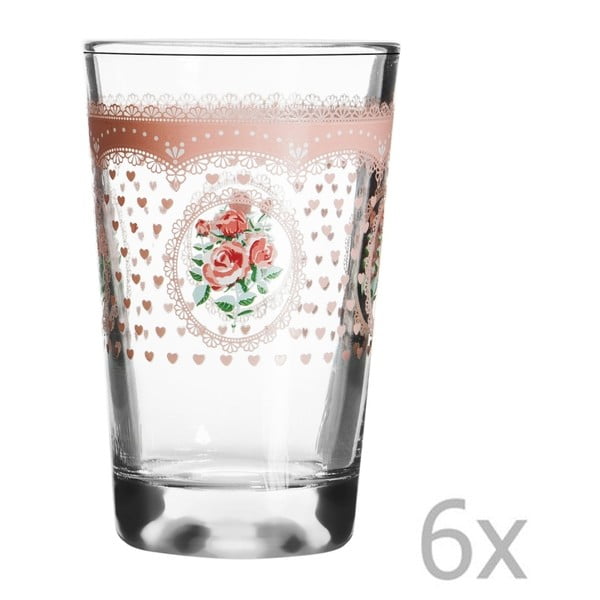Set od 6 čaša s ružičastim Oyku ružama