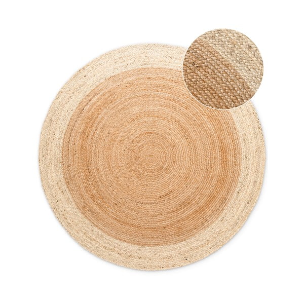 Obostrani/ručno rađen juten okrugao tepih u prirodnoj boji ø 200 cm Jutta Gold – Hanse Home