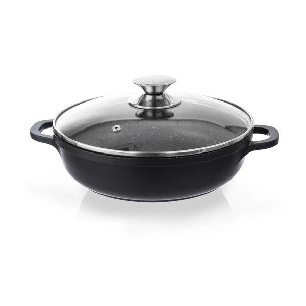 Lonac s neprianjajućom površinom Pfluon Granit sa staklenim poklopcem Orion Grande, ⌀ 24 cm