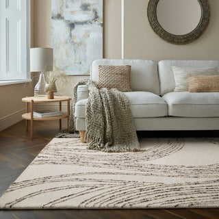 Smeđi/krem vunen tepih 80x150 cm Abstract Swirl – Flair Rugs