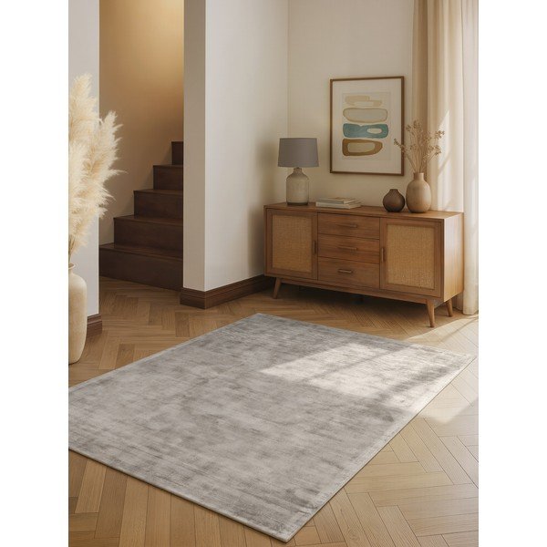 Sivi ručno rađen tepih viskozan 80x150 cm Noemi – Vikosa-image-1