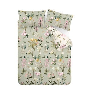 Svijetlo zelena pamučna posteljina za bračni krevet 200x200 cm Exotic Floral – RHS
