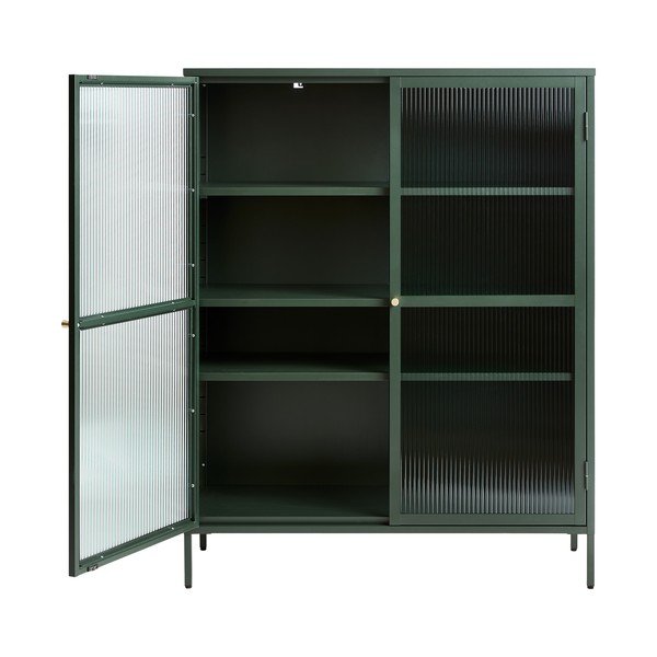 Zelena metalna vitrina Unique Furniture Bronco, visina 140 cm-image-2
