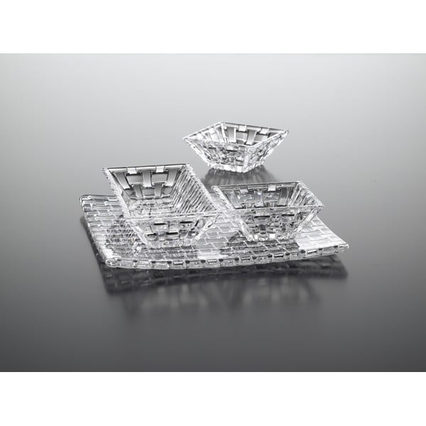 Set od 3 zdjele za posluživanje i pladanj od Nachtmann Bossa Nova kristalnog stakla-image-1