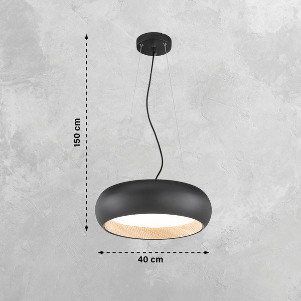 Crna LED viseća svjetiljka s mogućnosti zatamnjivanja s metalnim sjenilom ø 40 cm Wood – Fischer & Honsel-image-3