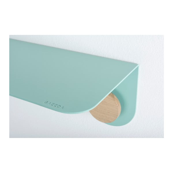 Zelena zidna polica od čelika s detaljima od hrastovog drva s 2 kukice Gazzda Hook, duljina 70 cm-image-3