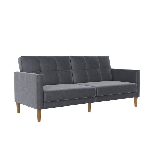 Siva baršunasti sklopiva sofa 207 cm Lilly – Støraa-image-2