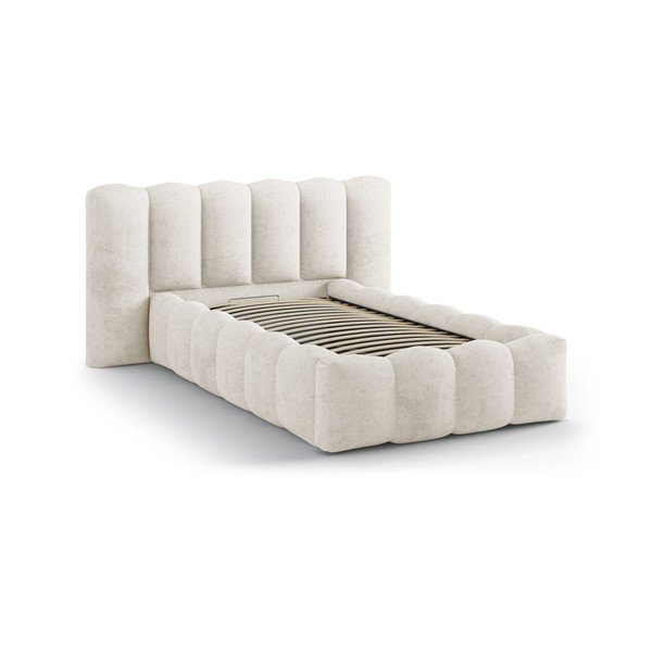 Bež tapecirani krevet s prostorom za odlaganje s podnicom 90x200 cm Lupine – Micadoni -image-2