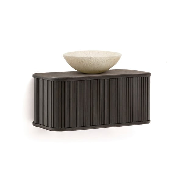 Tamno smeđi zidni ormarić za ispod umivaonika u dekoru jasena 90x40 cm Mailen – Kave Home-image-3