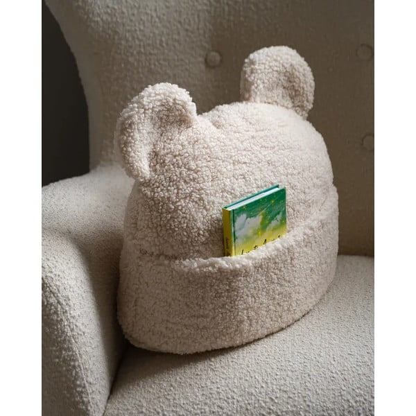 Krem dječji jastuk za sjedenje od bouclé tkanine Teddy Pouch – Wigiwama-image-1