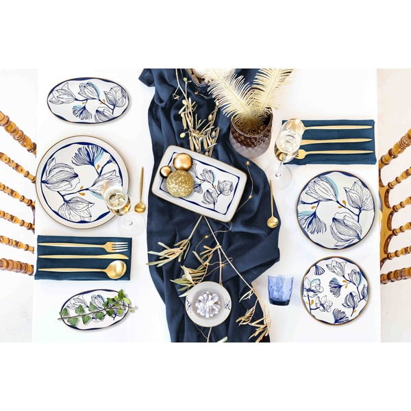 Set od 2 bijela porculanska tanjura s plavim cvjetovima Mia Bleu-image-1