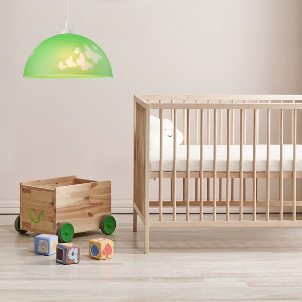 Zelena dječja svjetiljka sa staklenim sjenilom ø 30 cm Mariposa – LAMKUR-image-1