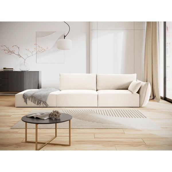 Bež baršunasta sofa s desnim kutom 264 cm Vanda – Mazzini Sofas-image-1