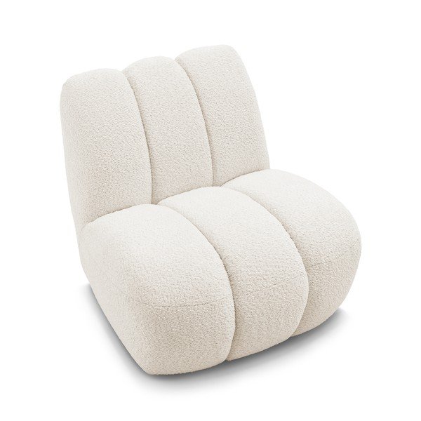 Bijela fotelja od bouclé tkanine Janissaire – Bobochic Paris-image-4