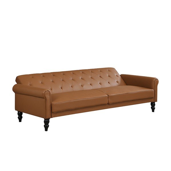 Konjak smeđa podesiva/sklopiva sofa od imitacije kože 222 cm Tyne – Støraa-image-3