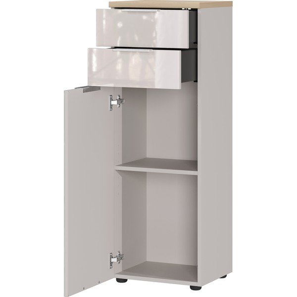 Krem visok/uski kupaonski ormarić u sjajnom dekoru 39x112 cm Tavira – Germania-image-3