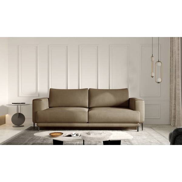 Svjetlo smeđa baršunasti sklopiva/s prostorom za odlaganje sofa 260 cm Dalia – ELTAP-image-1