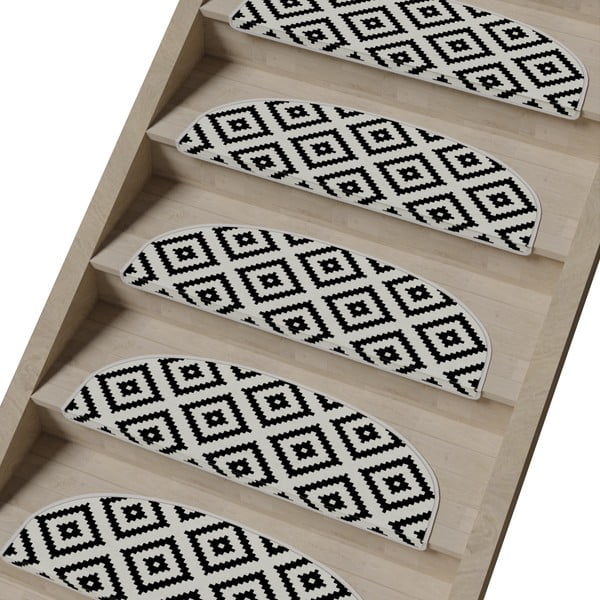 Crno-bijeli set tepiha za stepenice 16 kom 20x65 cm Art – Vitaus-image-1