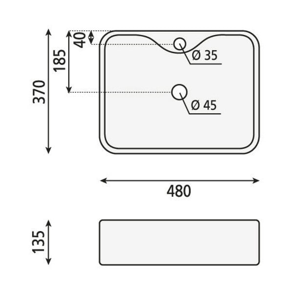 Bijeli keramički umivaonik Sapho Balena, 48 x 37 cm-image-3
