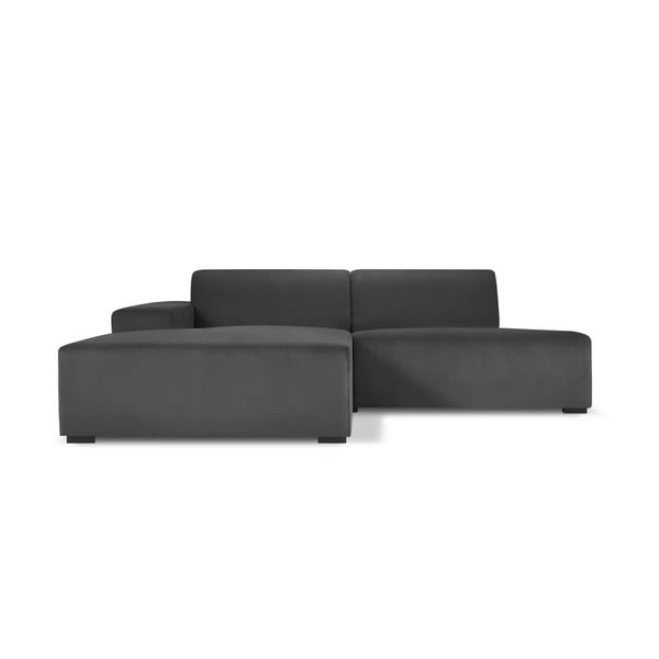 Tamnosiva baršunasta kutna sofa Cosmopolitan Design Hobart, lijevi kut