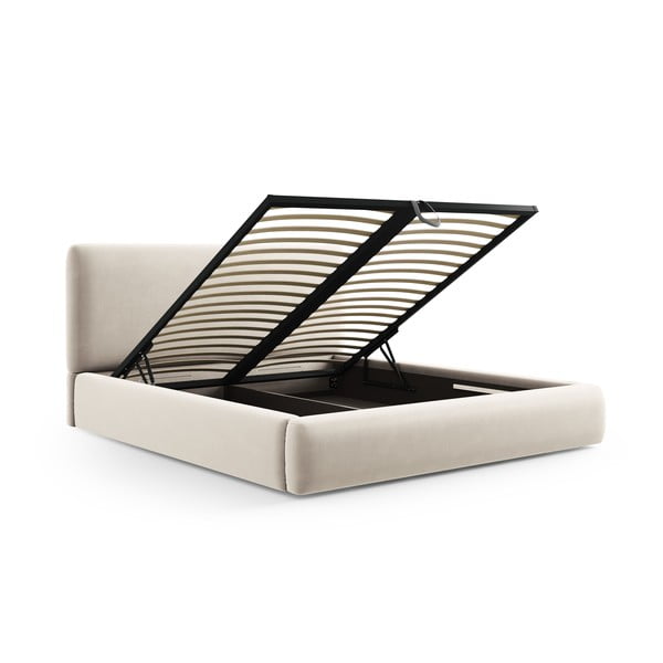 Bež tapecirani bračni krevet s prostorom za pohranu s podnicom 180x200 cm Colonel – Cosmopolitan Design-image-2