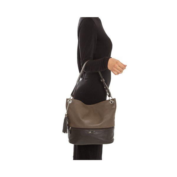 Smeđa kožna torba Anna Luchini Tote-image-3