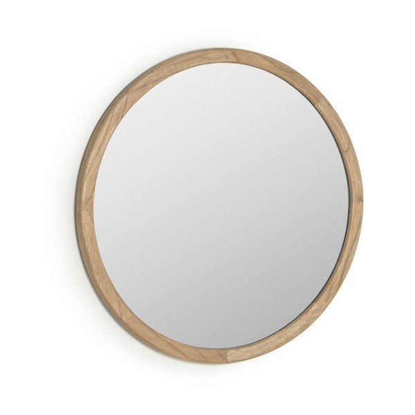 Zidno ogledalo s okvirom od masivnog drveta ø 80 cm Alum – Kave Home