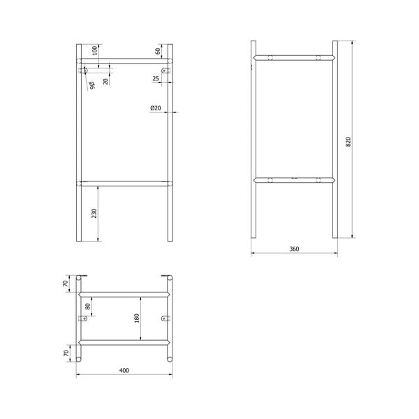 Crno metalno postolje ispod umivaonika 40x82 cm Puno – Sapho-image-3